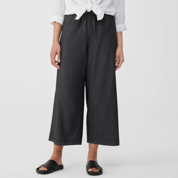 NWOT Eileen Fisher Airy Organic Cotton Twill Wide-Leg Pant Medium - Picture 2 of 15